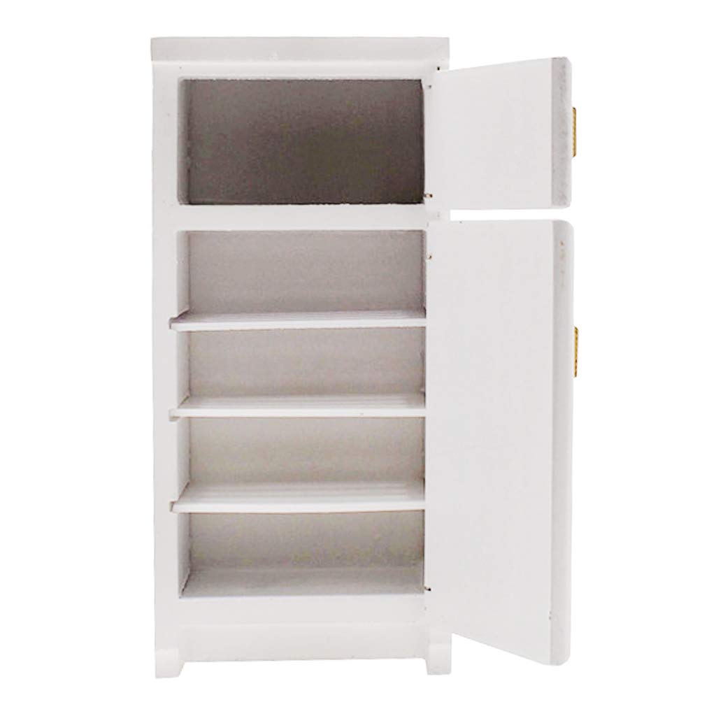 Dollhouse Accessories, 1:12 Dollhouse Kitchen Miniature White Refrigerator Furniture Model