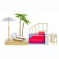 Rainbow High Color Change Playset: 7-in-1 Light-Up Multicolor Changing Pool, Adjustable Umbrella, and Pool Accessories. Fits 7 Fashion Dolls, Toy Gift