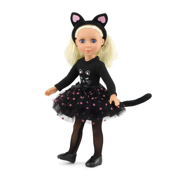 Emily Rose 14" Doll Black Cat Costume 5-Piece Set - Leotard, Tutu, Cat Ears, Tights & Shoes | Compatible with Wellie Wishers Glitter Girls 14" Dolls