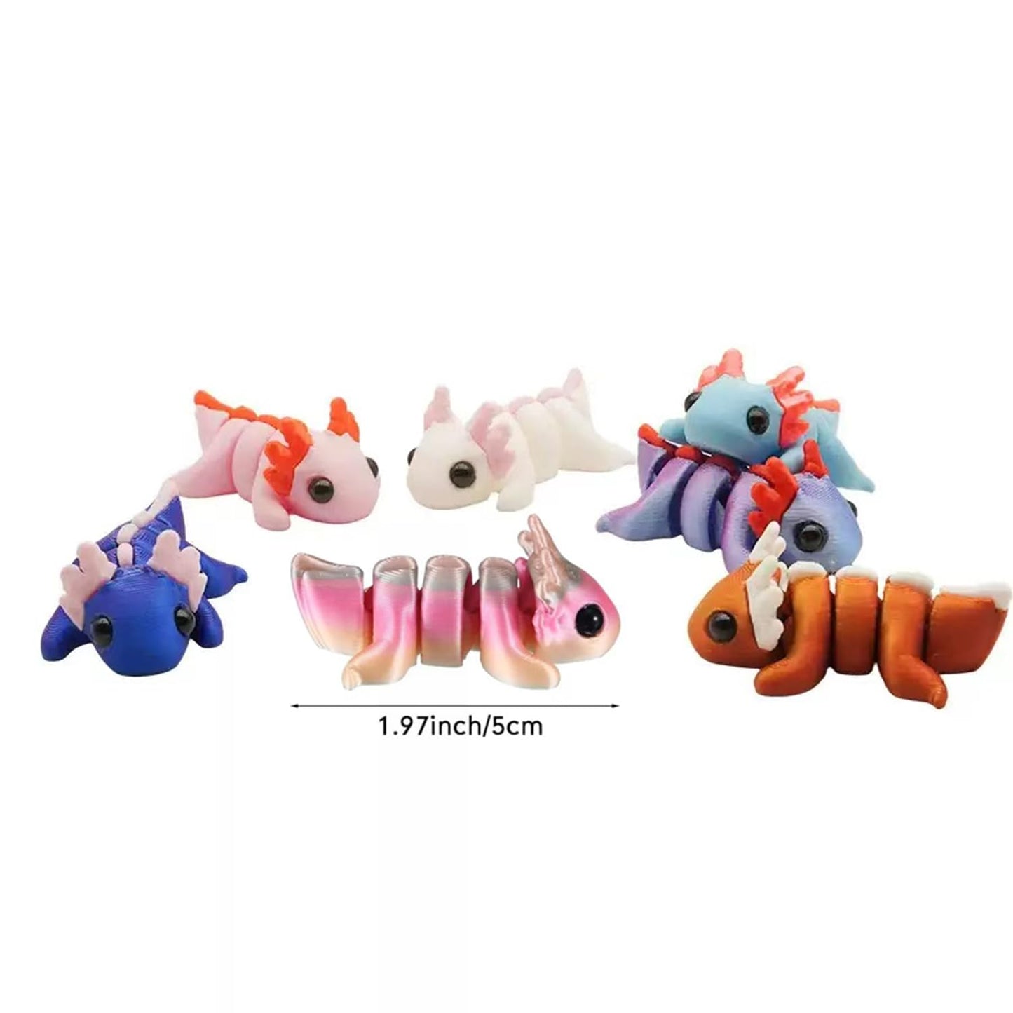 24 Pcs 3D Printed Axolotl Fidget Toy 3D Printed Small Animal Toy Flexible Cute Articulating Pet Stress Relief Fidget Toys forClassroom Rewards & Desk