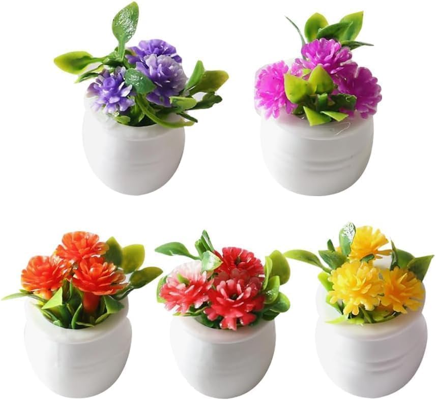 5Pcs Dollhouse Plants, Dollhouse Flowers, Artificial Potted Plants, Fairy Garden Decor for Home, Office, Wedding Centerpiece Decoration