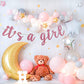 It's A Girl Banner Pink Glitter Baby Shower Party Pregnant AF 1st Birthday Party Decorations Supplies