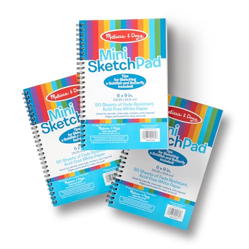 Melissa & Doug Drawing Paper, Sketch Pad, 3-Pack Bundle for Coloring, Writing or Painting (6 x 9 inches) - 50 Sheets Each, Kids Drawing Pad & Art