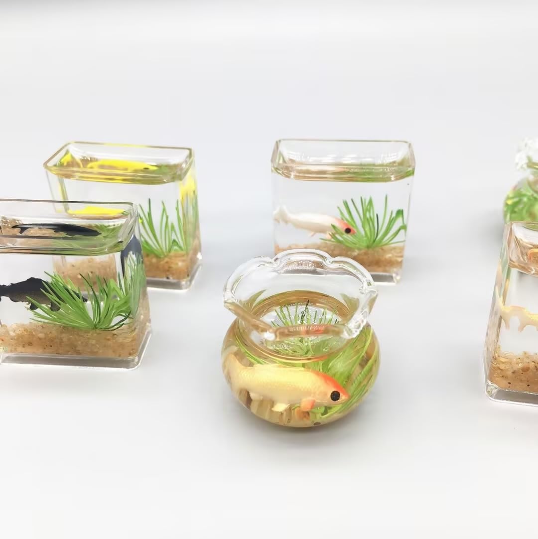 1Pcs Multicolour Mini Round Fish Tank Realistic Glass Decor for Dollhouse Display Captivating Miniature for Crafts Ornaments Handmade