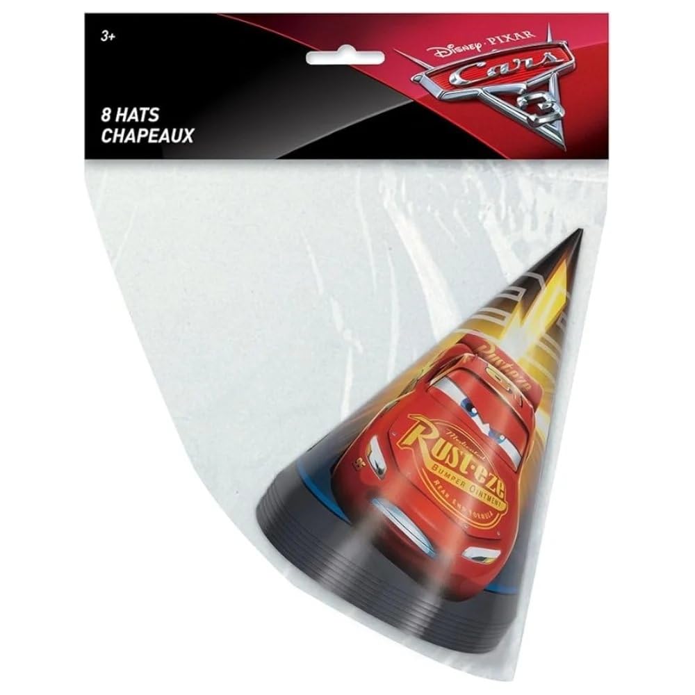 Disney Cars 3 Movie Party Hats (Pack of 8) - Vibrant, Colorful & Sturdy - Perfect for Themed Birthday Parties & Celebrations