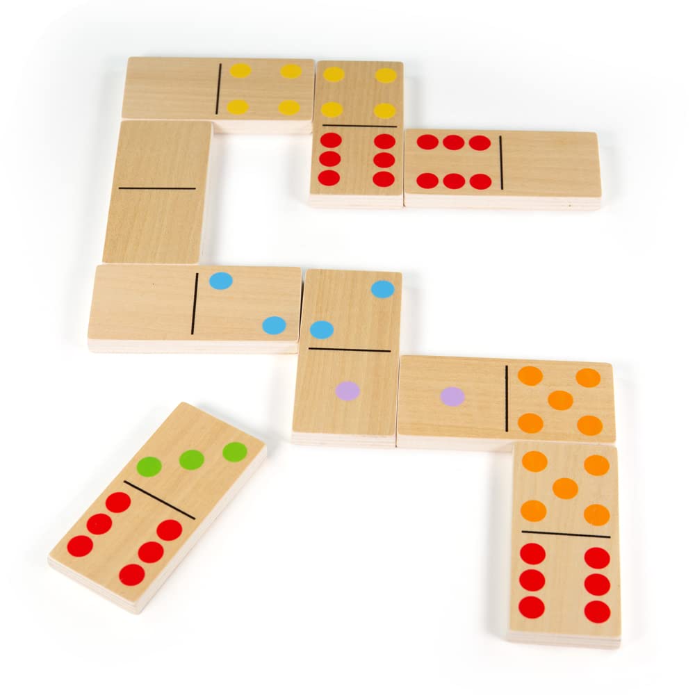 Bigjigs Toys Wooden Jumbo Kids Dominoes - 28 Giant Dominoes for Children Aged 3 Years +, Premium Quality Wooden Traditional Games, Fun Garden Games