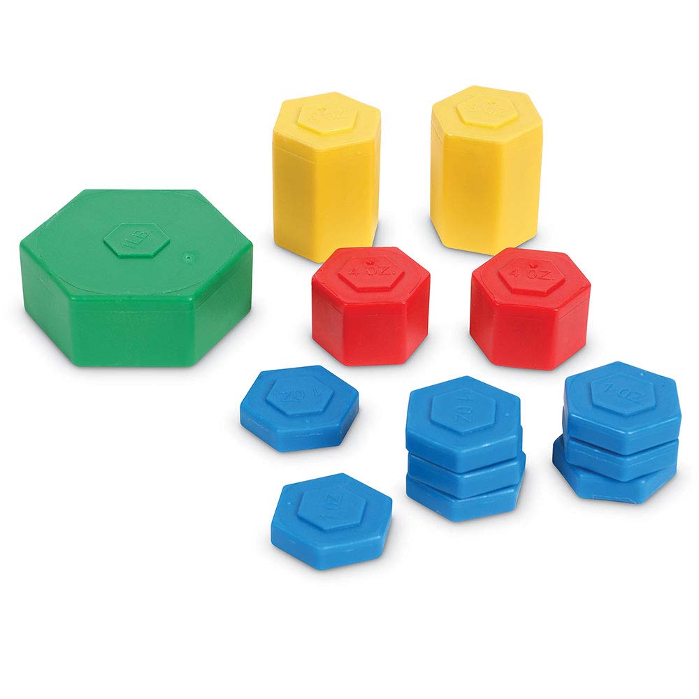 Learning Resources Customary SAFE-T Weight Set, 13 Pieces Including 1oz, 2oz, 8oz, and 1lb Weights