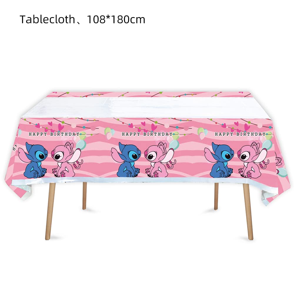 Losede 2pcs Pink Birthday Party Tablecloth Table Cover,Birthday Supplies Decorations (70'' x 42'') (2pcs)
