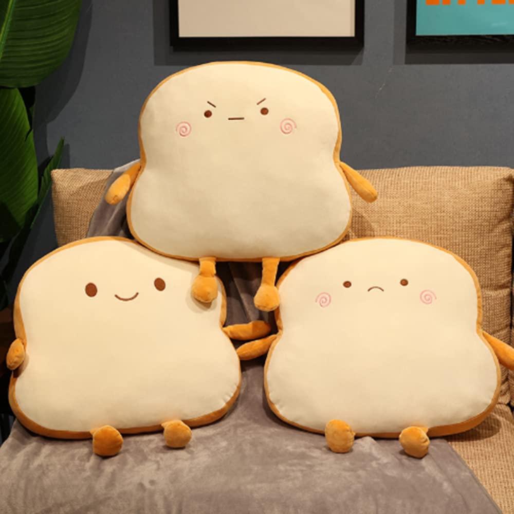 17“Toast Bread Pillow Funny Food Plush Toy Pillows Small Cute Stuffed Plush Toast Sofa Pillow for Kids Adults Gift Home Bed Room Decor (Toast