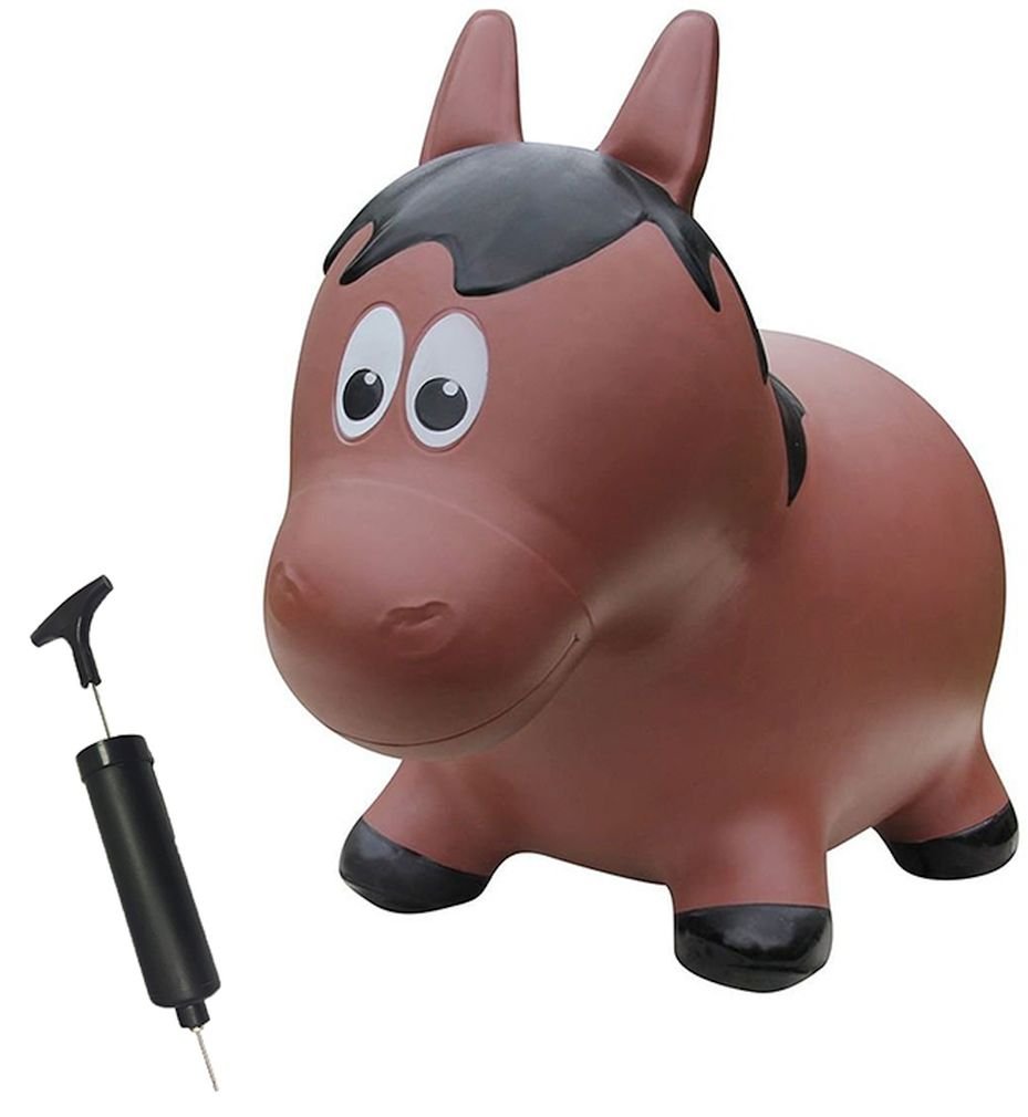 Farm Hoppers Award Winning Inflatable Toddler Safe Bouncing Brown Horse Plus Pump