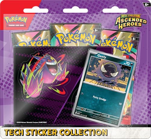 Pokémon TCG: Mega Evolution-Ascended Heroes Tech Sticker Collection - Gastly, 3 Pieces