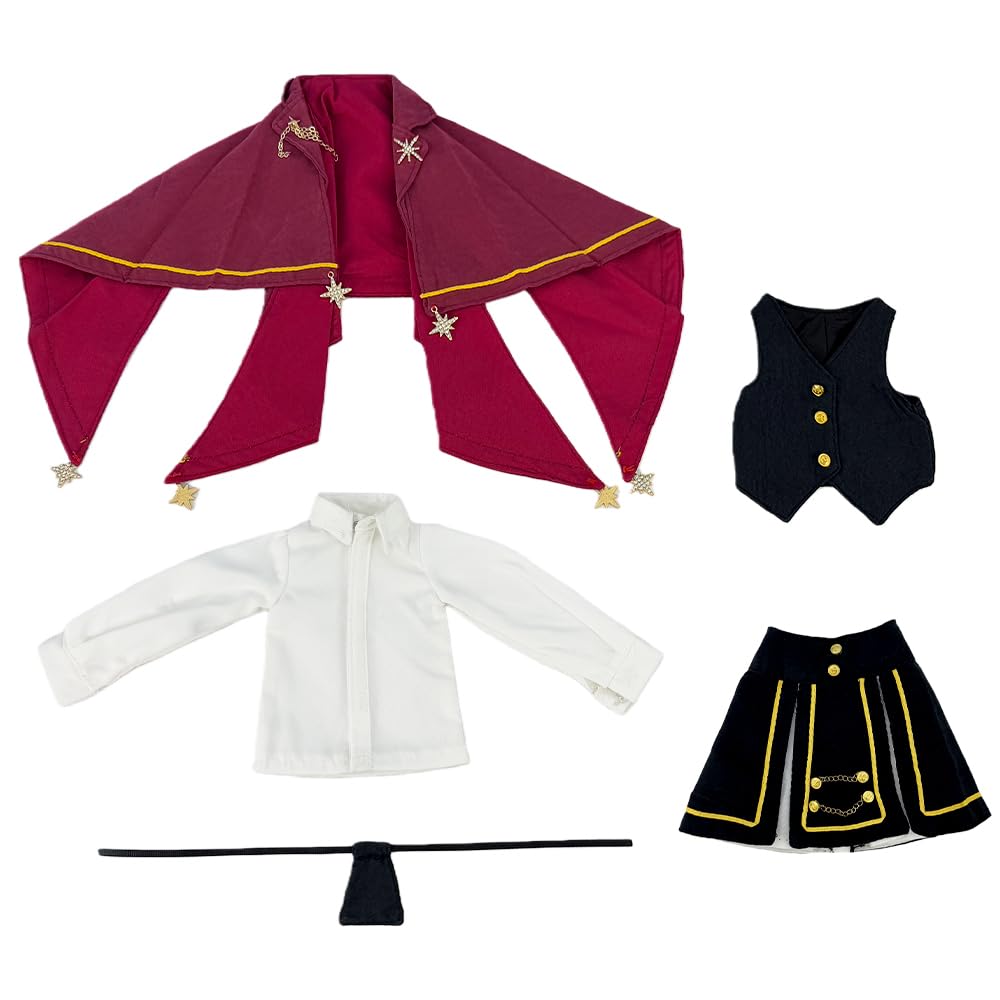 niannyyhouse BJD Doll Clothes for 1/4 Ball Jointed Dolls, Magic Robe Set Suitable for Girls and Boys, Action Figure Dress Up Accessories (Red+Black