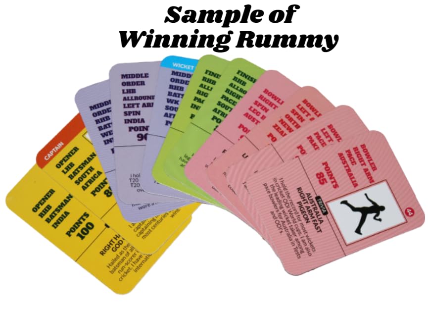 Cricket Rummy| Cricket Card Game | 2-4 Players | 3 in One Multi Game Pack | Fast paced | Extremely Easy to Learn | Combine Fun of Cricket and Skill