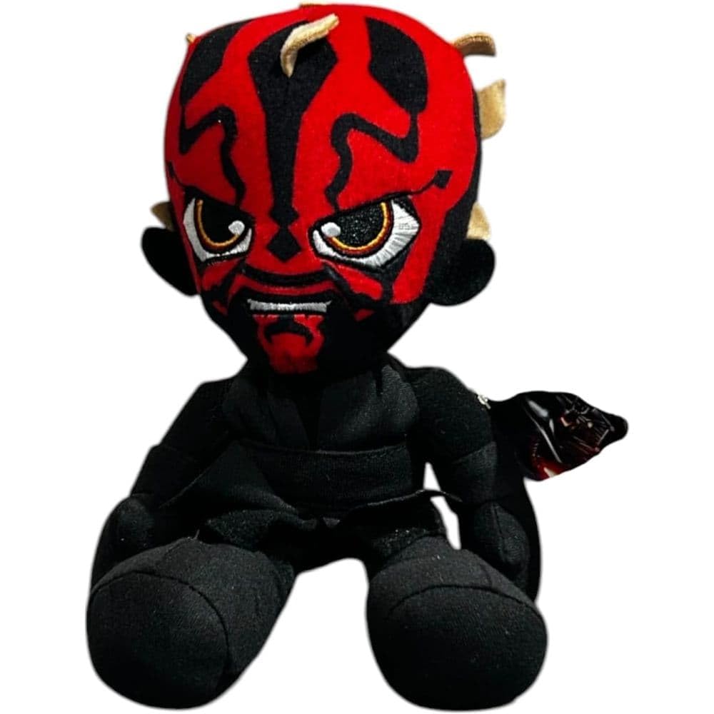 Star Wars Darth Maul Plush Toy with Fierce Facial Expression, Red and Black, 10 inches