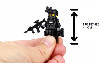 Battle Brick 1.6 Inches Tall Collectible Police SWAT Tactical Assault Officer Custom Minifigure | Accessories Made in the USA | Genuine Military