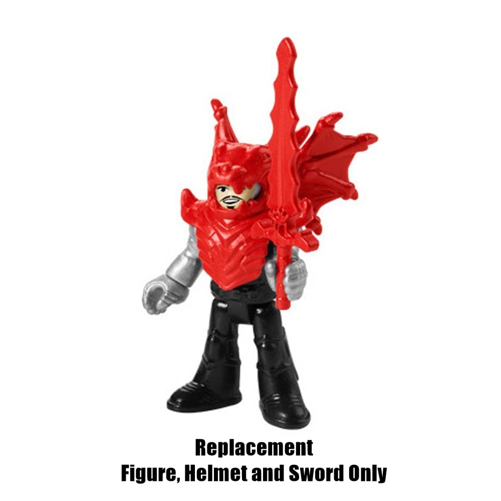 Imaginext Replacement Parts for Fisher-Price Blazing Battler's Dragon Playset - HCG66 ~ Replacement Figure in Black and Silver, Helmet and Sword