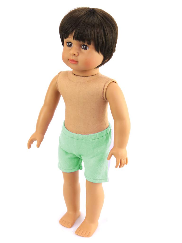 American Fashion World 18-Inch 'Mason' Vinyl Posable Boy Doll with Short Brunette Hair | Undressed Doll | Premium Quality & Design