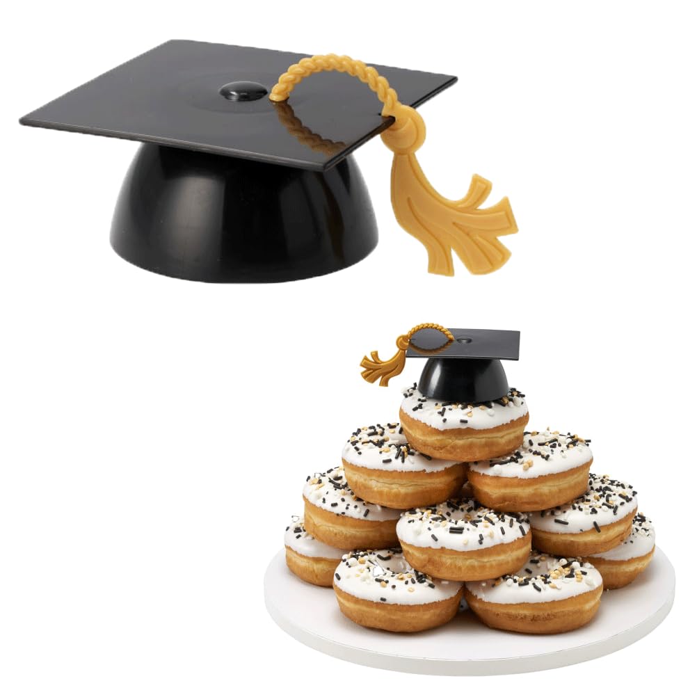 Grad Cap With Tassel Layon Mortarboard Graduation Hat CAKE Topper Layon, Size 3 inch (Black)