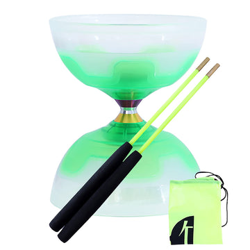 Erencook Chinese yoyo Diabolo Set- Triple Bearings Diabolo Chinese Yo-yos Colorful LED Diabolo with Diablo Sticks, Diabolo String&Net Bag (Green)