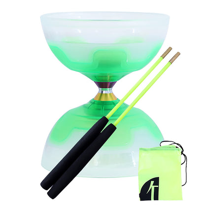 Erencook Chinese yoyo Diabolo Set- Triple Bearings Diabolo Chinese Yo-yos Colorful LED Diabolo with Diablo Sticks, Diabolo String&Net Bag (Green)