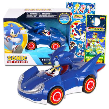 Sonic Race Car Set - Toy Bundle with Pull Back Racecar, Stickers & More