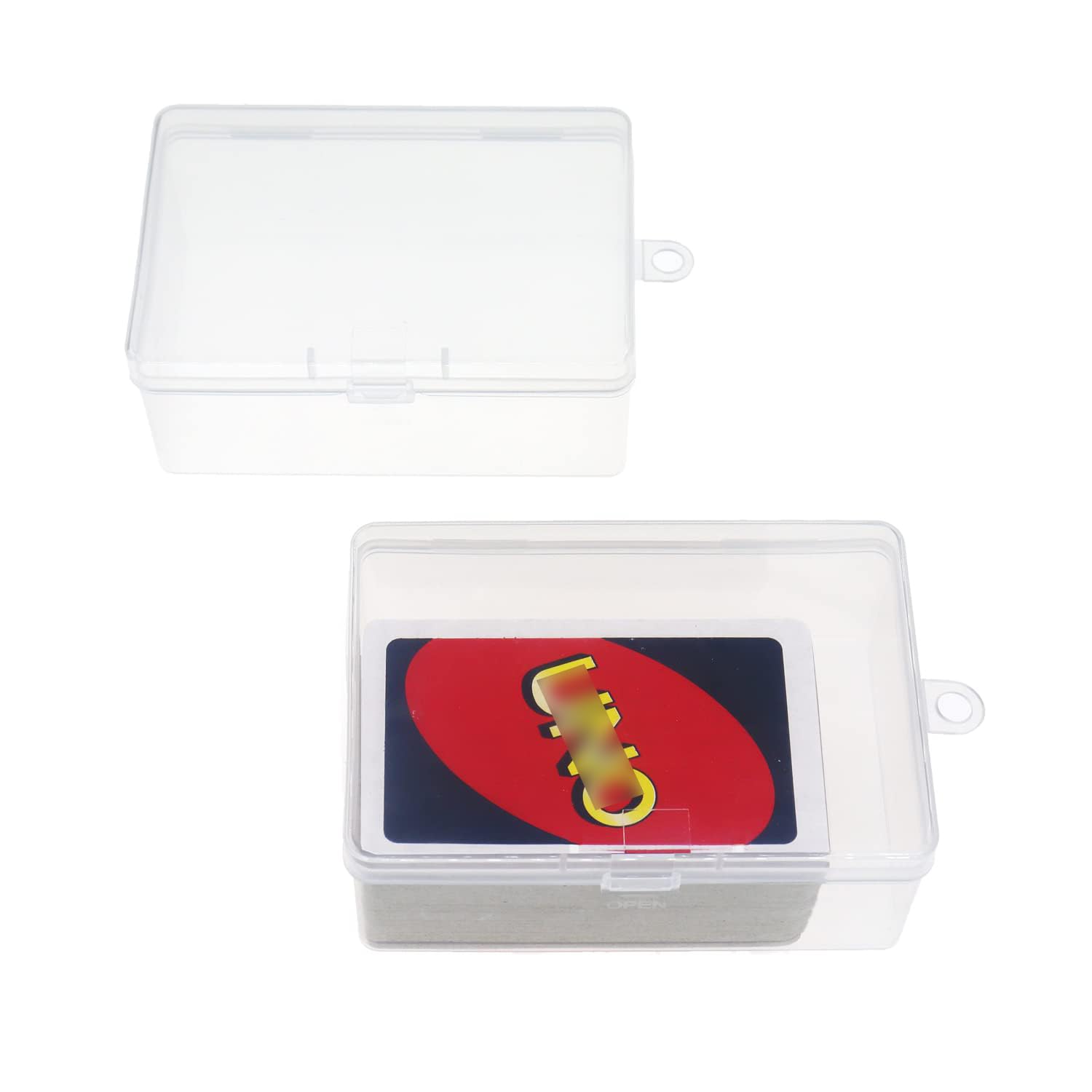 Cwdew Plastic UNO Card Case Box Holder, High Capacity Playing Card Case, Clear Playing Card Box Storage Card Deck Case (NO Cards) (Set of 2)