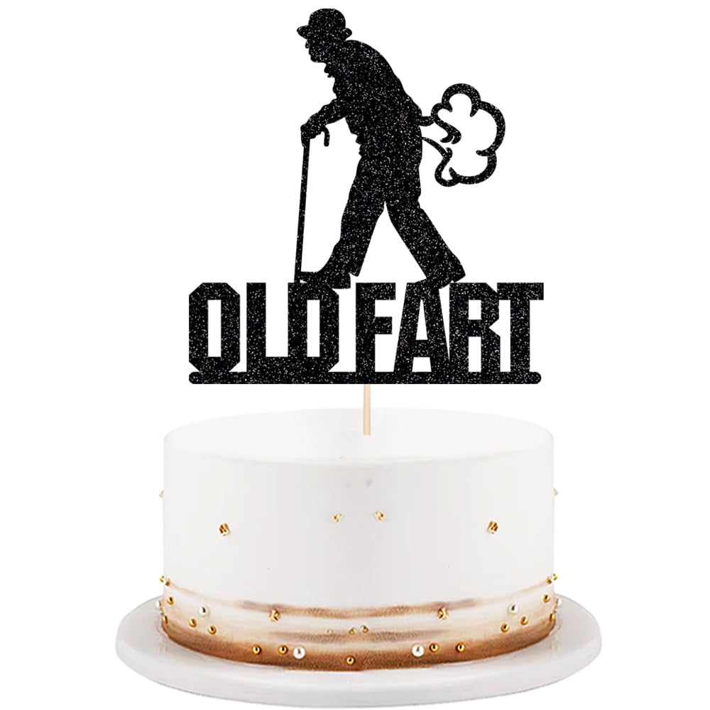 Black flash Old Fart Birthday Cake Topper Humorous old man and old woman Happy birthday cake Topper Funny happy birthday cake decoration is suitable