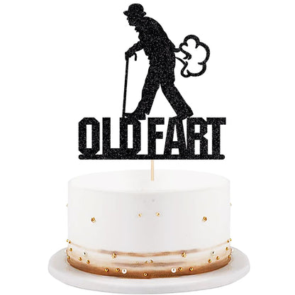 Black flash Old Fart Birthday Cake Topper Humorous old man and old woman Happy birthday cake Topper Funny happy birthday cake decoration is suitable
