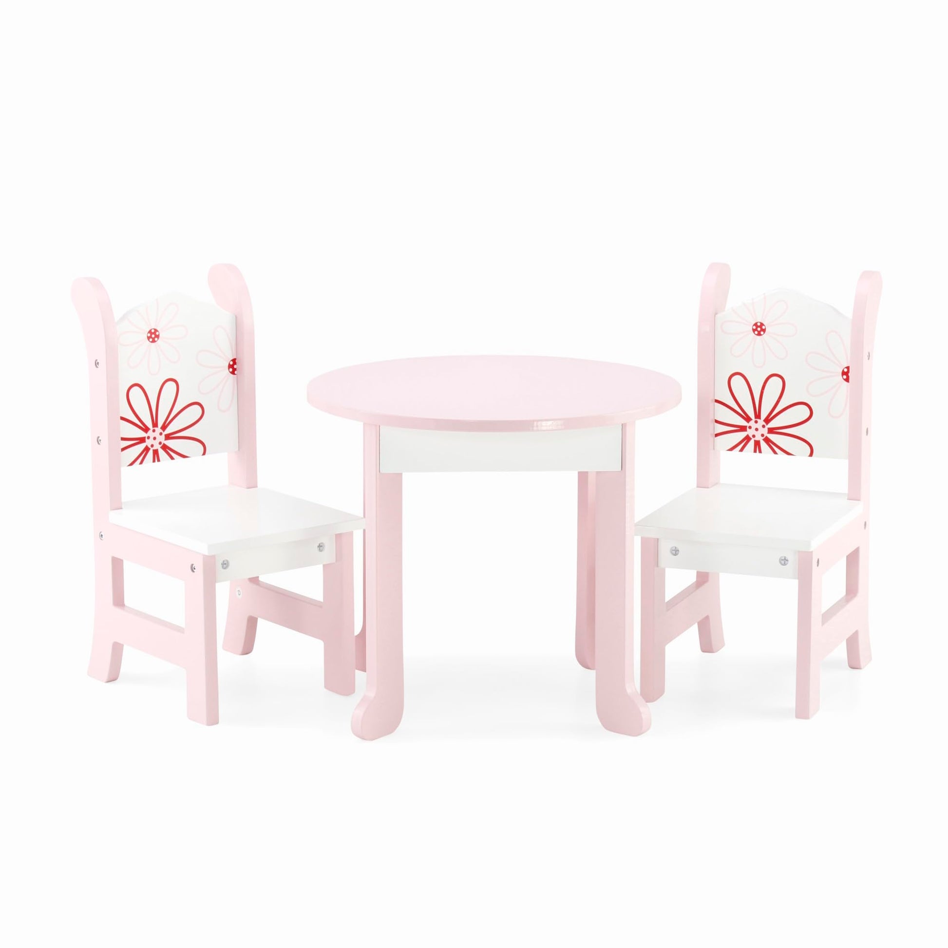 Emily Rose 18 Inch Doll Dining Table and 2 Chairs Set - Floral Collection