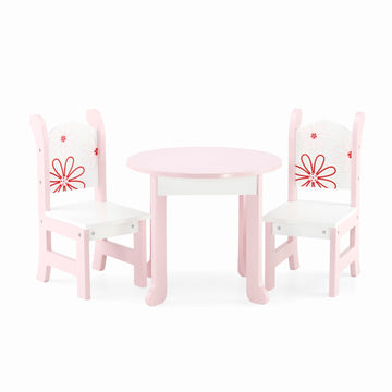 Emily Rose 18 Inch Doll Dining Table and 2 Chairs Set - Floral Collection