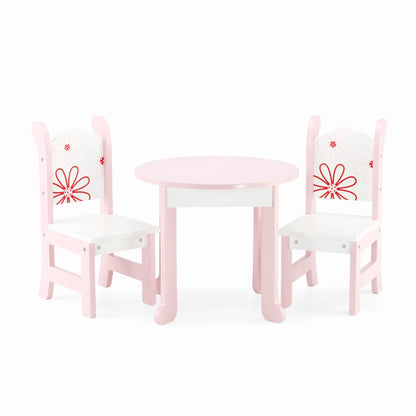 Emily Rose 18 Inch Doll Dining Table and 2 Chairs Set - Floral Collection