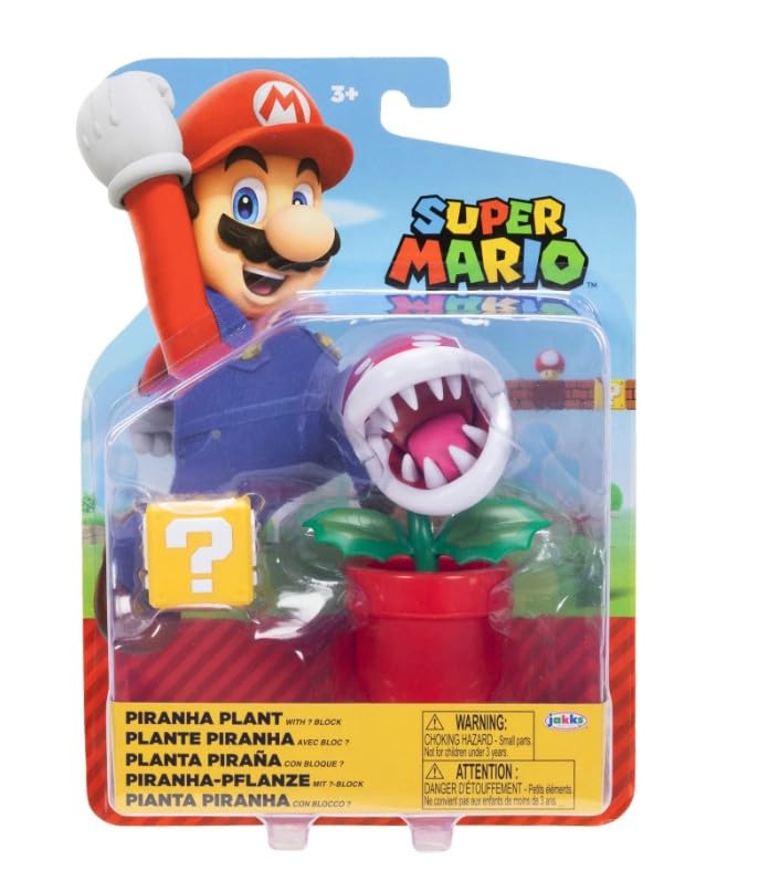 Super Mario Piranha Plant 4 Inch Action Figure with Question Block