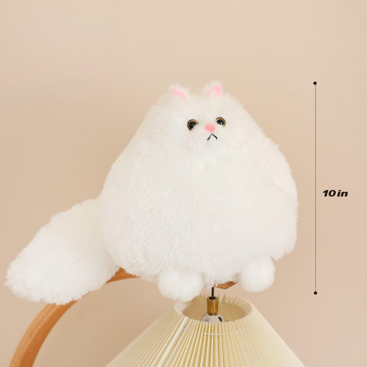 Winsterch Cat Plush Stuffed Animal Toy, 10-Inch White Stuffed Cat for Girls