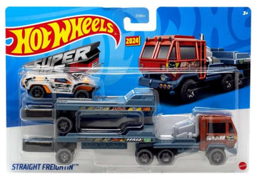 Hot Wheels Super Rigs Straight Freightin Diecast Metal Truck Hauler Car, 1:64 Scale