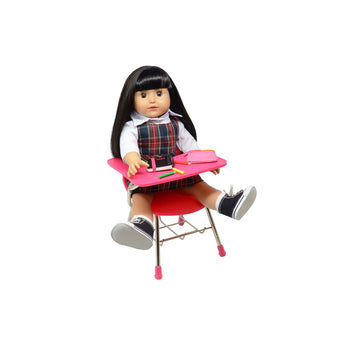 The New York Doll Collection Doll Back to School Set - Doll School Desk,School Supply Set for Dolls and School Uniform Clothing Fits 18 Inch Girl