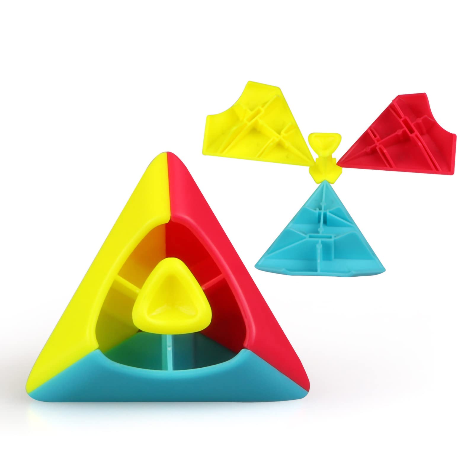AMAZA Pyramid Speed Cube QiYi Toys 2X2 Speed Cube Stickless Triangle Magic Cube Puzzle Toy Colorful