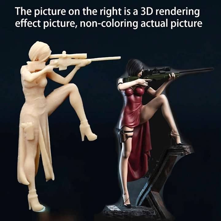 ZEDACA 1/64 Beautiful Killer Sniper Rifle Miniature Sand Table Villain Scene White Need to Be Colored by Yourself-Style1