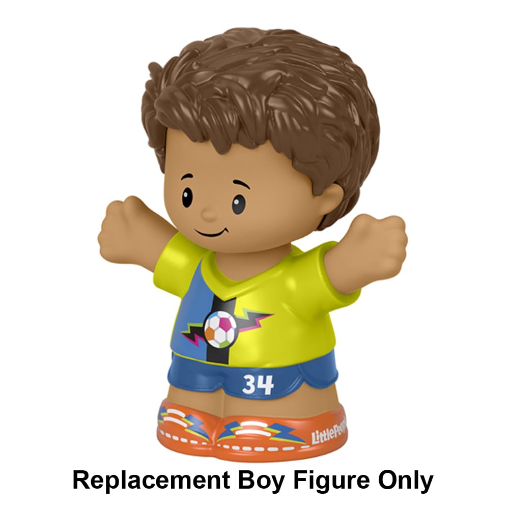 Fisher-Price Replacement Part Little People Sports Soccer Playset - HBW71 ~ Replacement Boy Figure ~ Wearing Yellow and Blue Soccer Uniform ~ Works