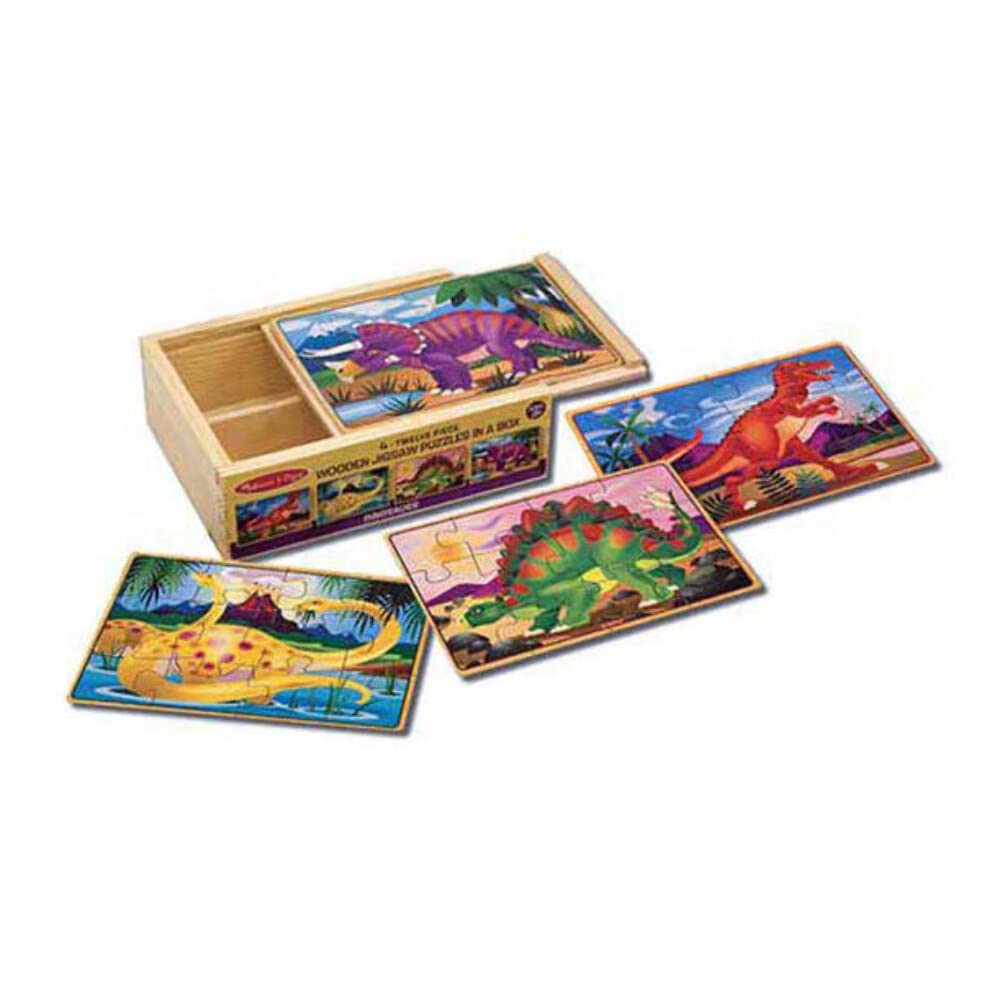 Melissa & Doug Dinosaurs 4-in-1 Wooden Jigsaw Puzzles in a Storage Box 48-Pieces (Item # FOURDINO)