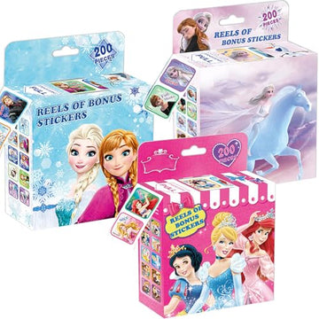 3 Pack Kids Sticker in 30 Designs,600 Pcs 1-1/2 Inch Self Adhesive Label Roll Stickers for Kids and Teacher(Princess)