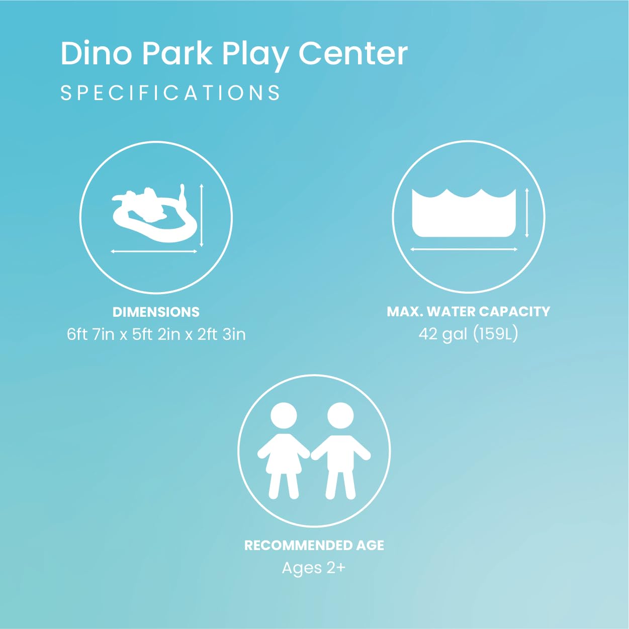INTEX Dino Park Inflatable Kiddie Pool: Inflatable Kids Pool with Water Sprayer and Slide - Splash Pad - 79" x 62" x 27" - Ages 3+