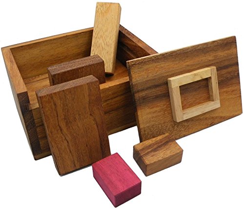 Red Wood Block Packing Problem - Brain Teaser Wooden Puzzle