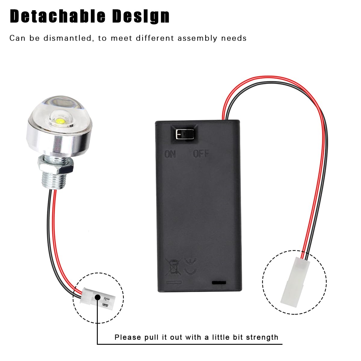 Battery Operated LED Lights DIY House Accessory for Dollhouse Miniature, Battery Holder with LED Light Flexible Wire-2 PCS AA Battery Holder LED Lamp