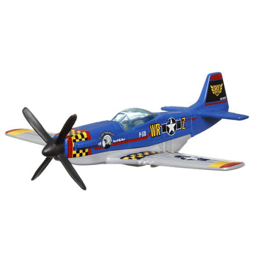 Matchbox Collectible Die-Cast Metal Sky Busters Inspired by North American P-51 Mustang Airplane - HLH99 ~ Blue, Silver and Yellow Single Seater