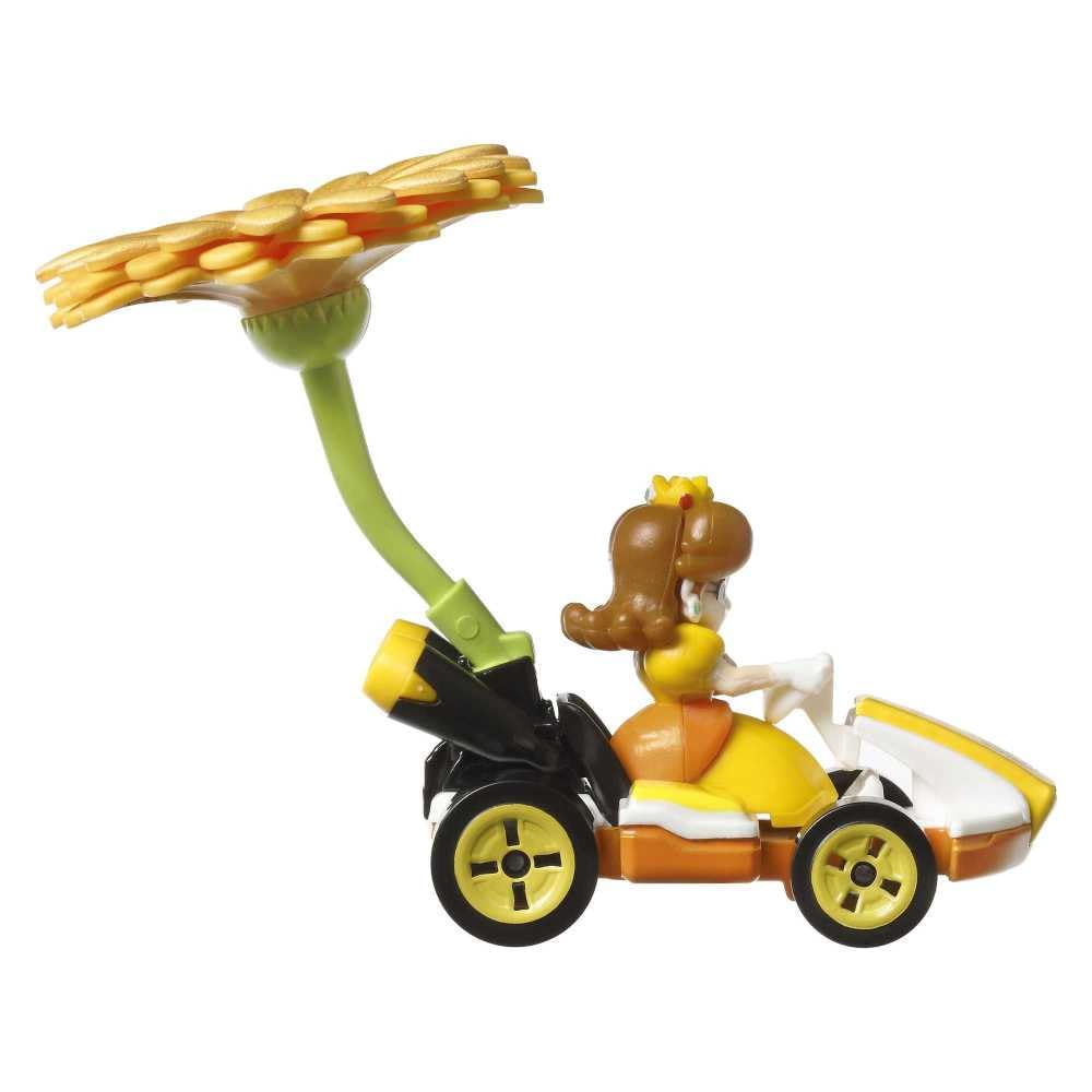 Hot Wheels 1:64 Scale Mario Kart | Princess Daisy Standard Kart + Flower Glider