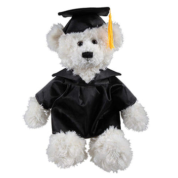 Plushland Cream Brandon Custom Plush Stuffed Animal Teddy Bear Toys for Graduation Day, Personalized Text, Name or School Logo on Gown, Best for Any