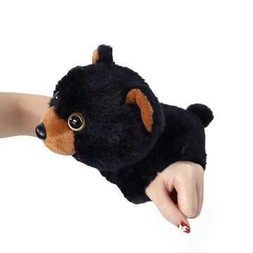 The Petting Zoo Black Bear Stuffed Animal Plushie Slap Bracelet, Gifts for Kids, Slapstix Wildlife Animals, Bear Plush Toy, 10 inches