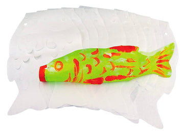 Roylco Japanese Carp Koinobori Wind Sock Craft Kit - 24 Color Diffusing Paper Fish Windsocks for Kids, Cultural Art Activity with Instructions