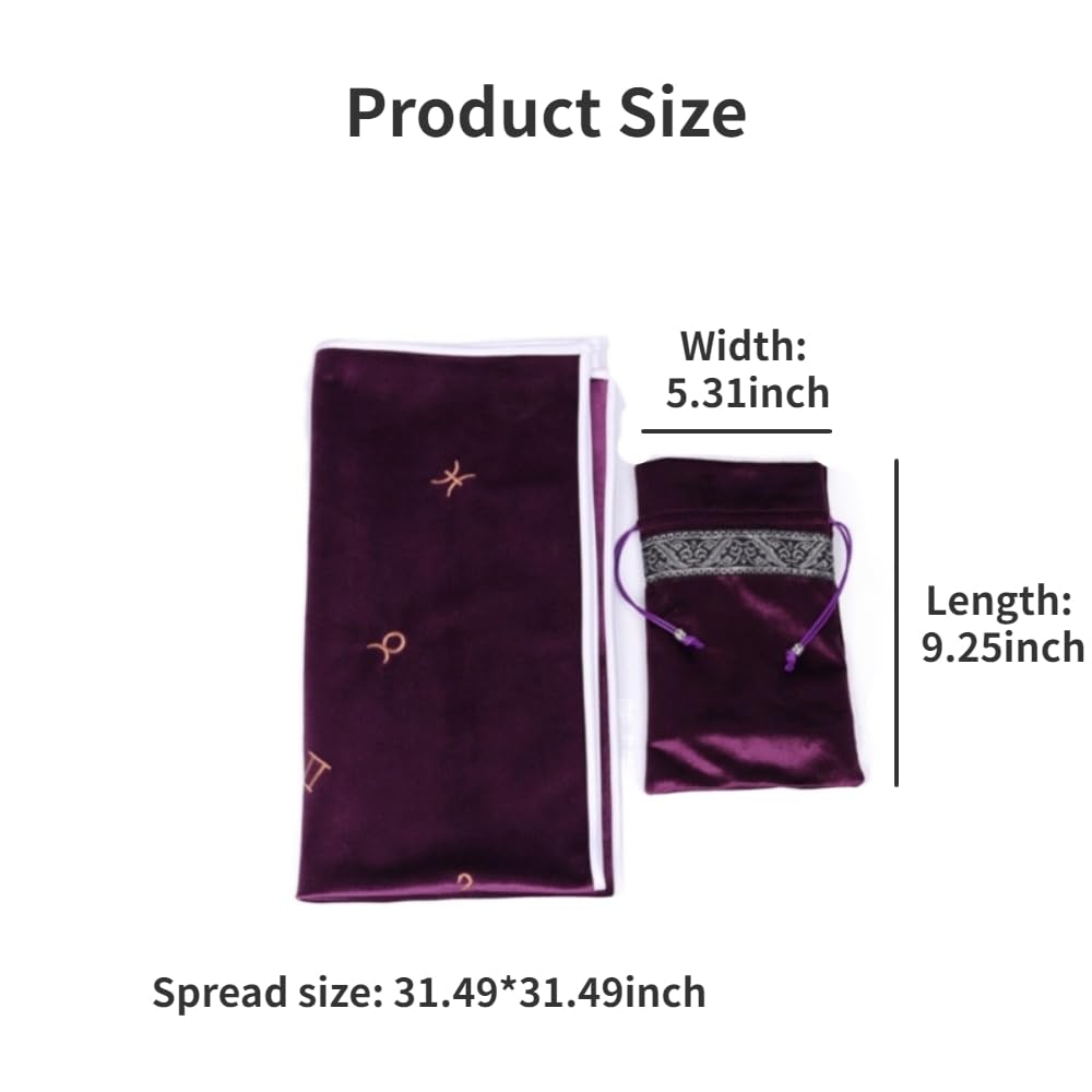 YYKSYDPT Tarot Tablecloth Embroidered Horoscope Square Divination with Bag