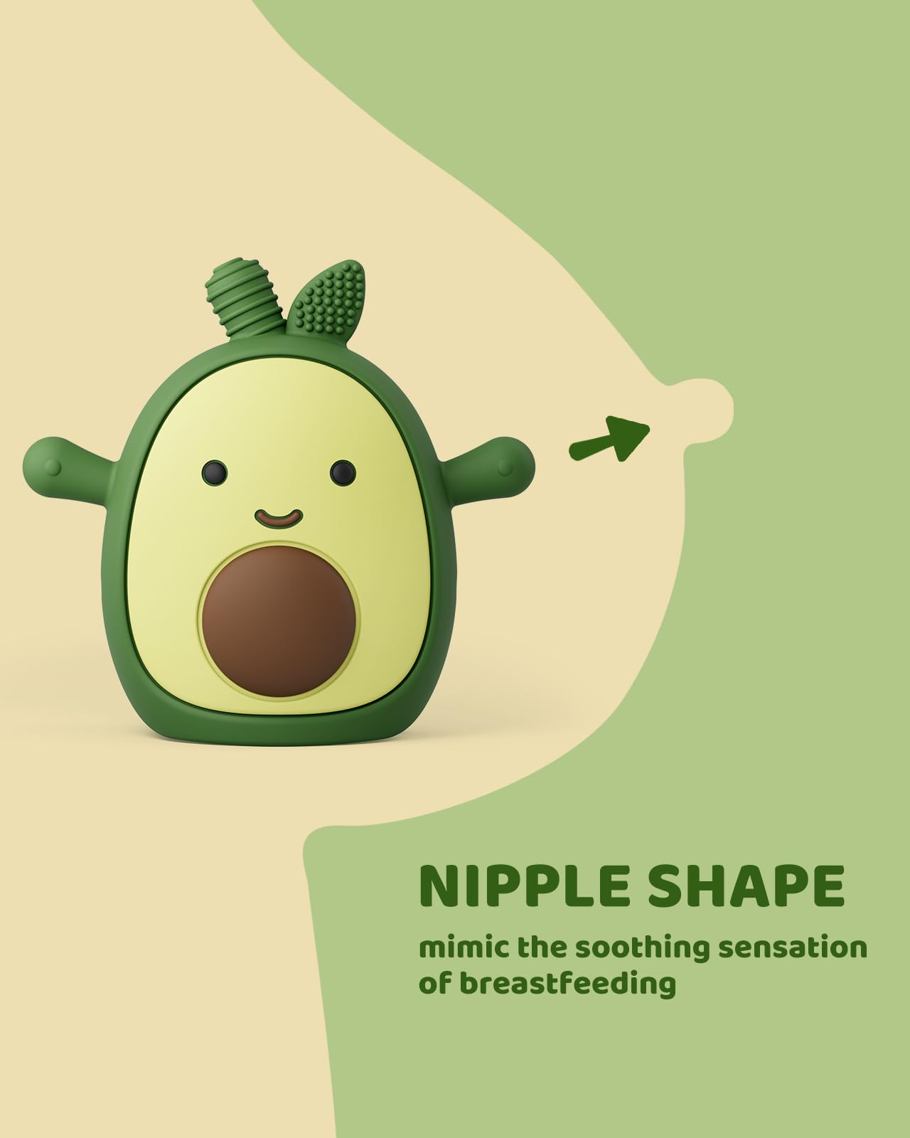 ChooKaChoo Baby Teething Toy Silicone Avocado Teething Mitten for Babies Over 3 Months Anti Dropping Wrist Hand Teethers Baby Chew Toys for Sucking
